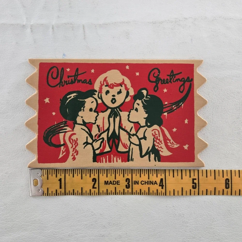 Merry Christmas Season's Greetings Wood Postcards Lot Of 5 New ATTCO-227 Holiday